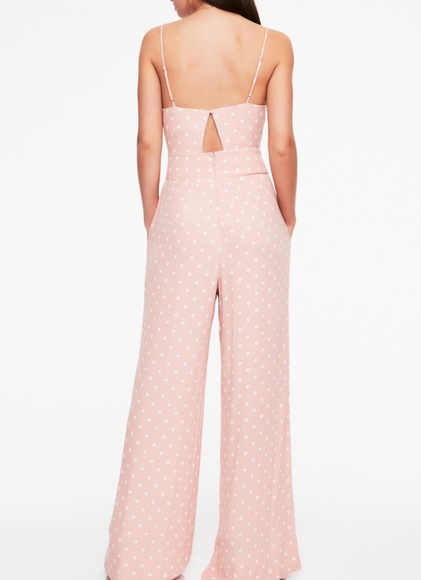 Milan Tie Front Jumpsuit in Misty Rose Polka Dot  - Picture 5 of 7